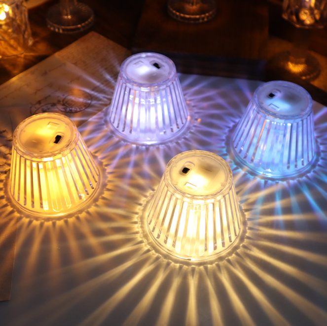 Hotsell Transparent acrylique LED électronique veilleuse Table Mini verre simulé atmosphère bougie lumière Projection pour la maison